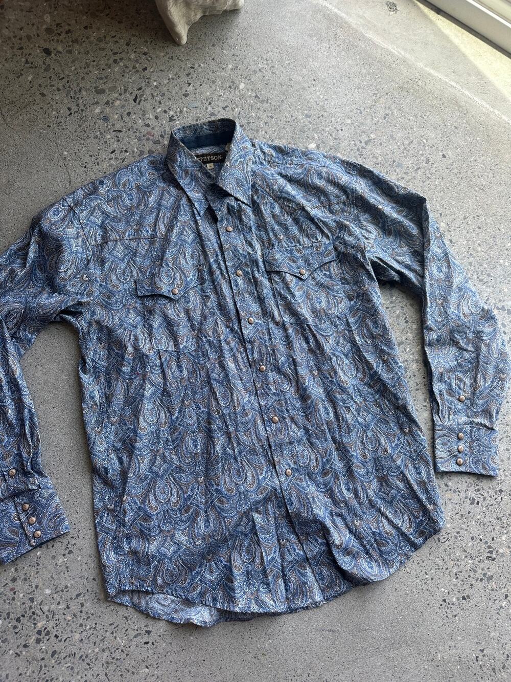 Vintage Stetson Paisley Western Pearl Snap Shirt Men’s M 100% Cotton